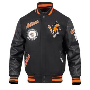Pro Standard Men's MLB Baltimore Orioles Retro Classic Rib Wool Varsity Jacket -Black/Orange