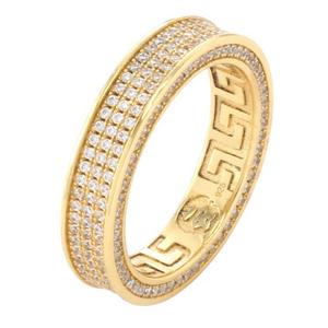 King Ice 3-Row Iced Infinity Band Ring - Gold - GOLD