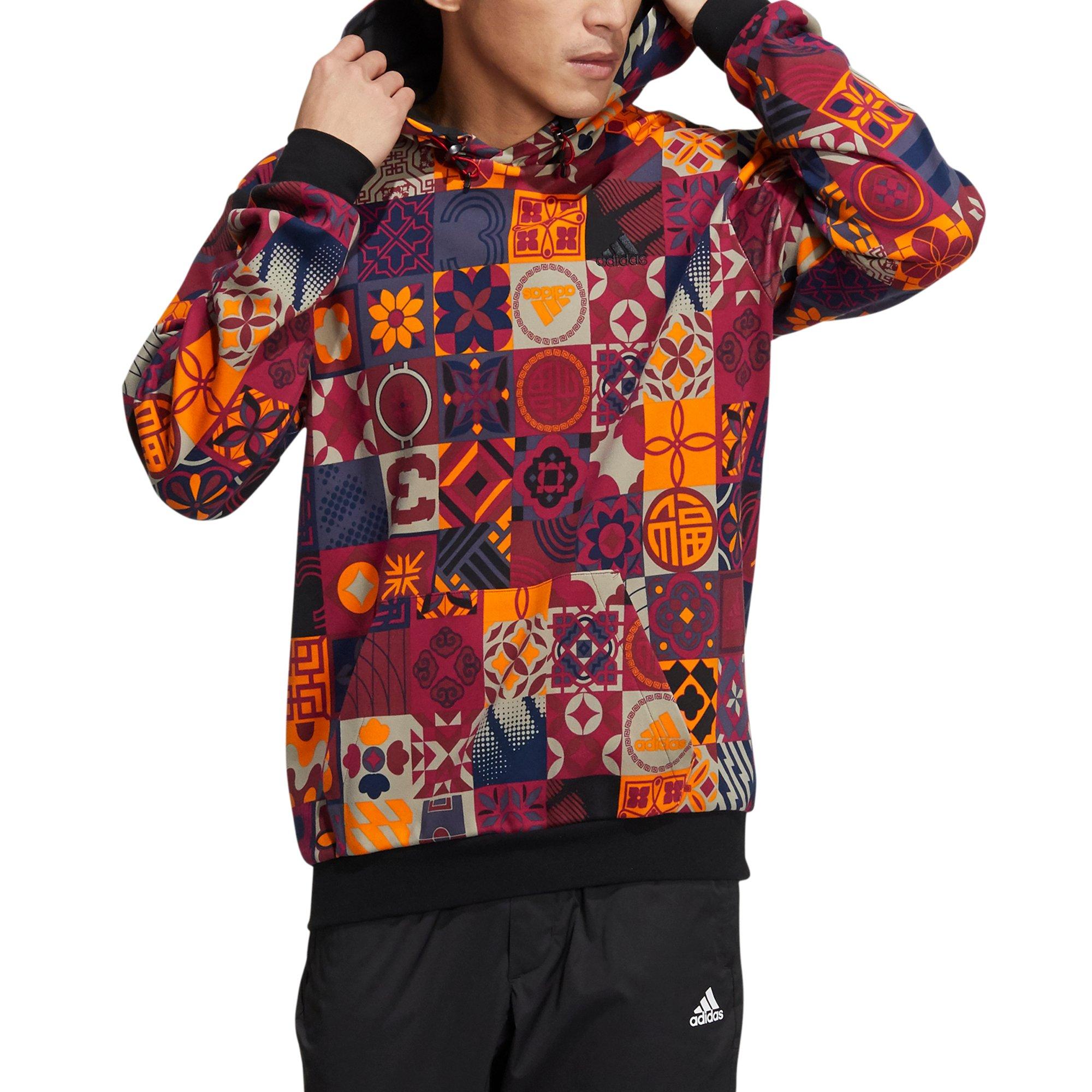 adidas Men's CNY Allover Print Hoodie - Red