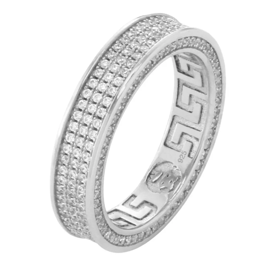 King Ice 3-Row Iced Infinity Band Ring - White Gold - WHITE GOLD