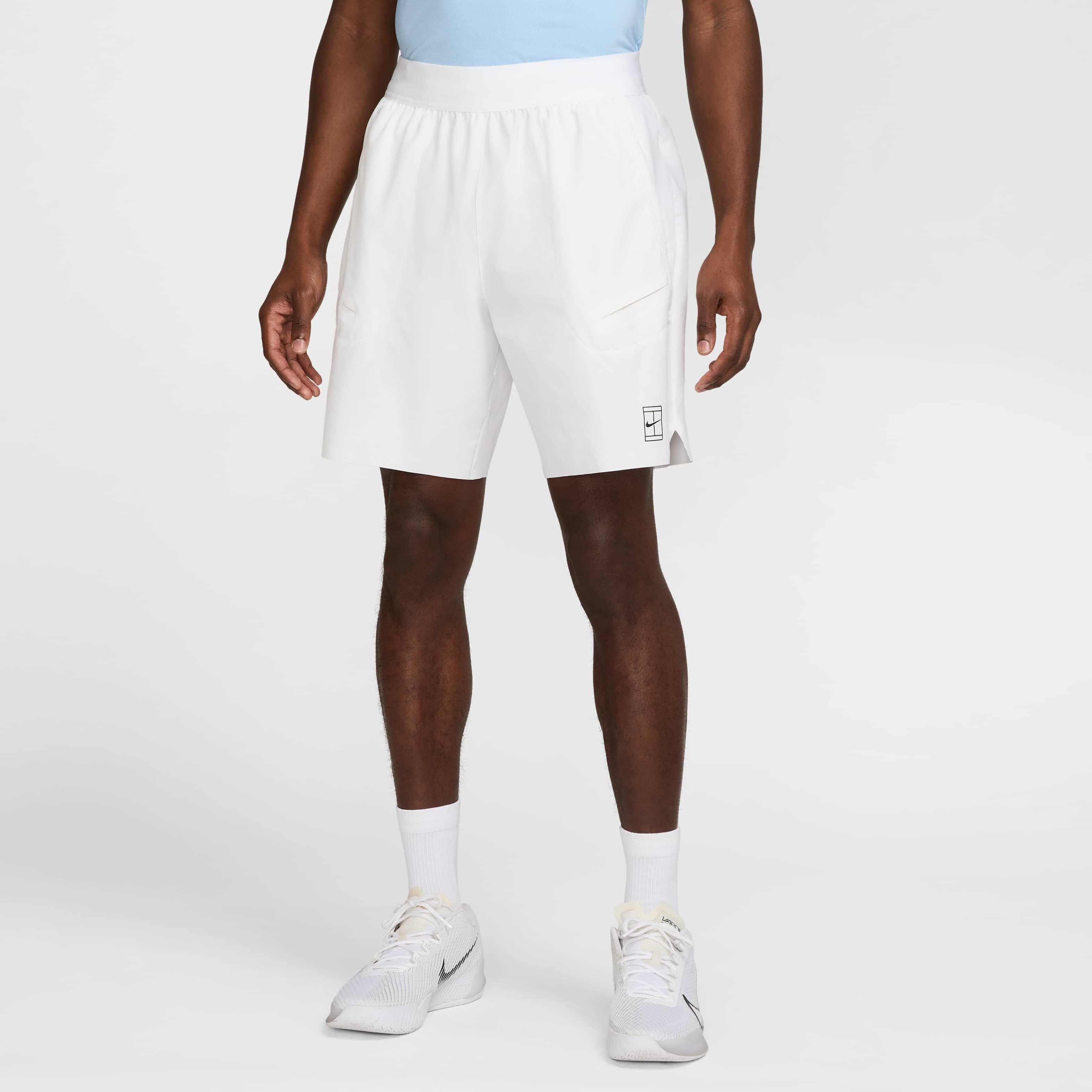 NikeCourt Men's Advantage Dri-FIT 8" Tennis Shorts - WHITE Thumbnail View 3