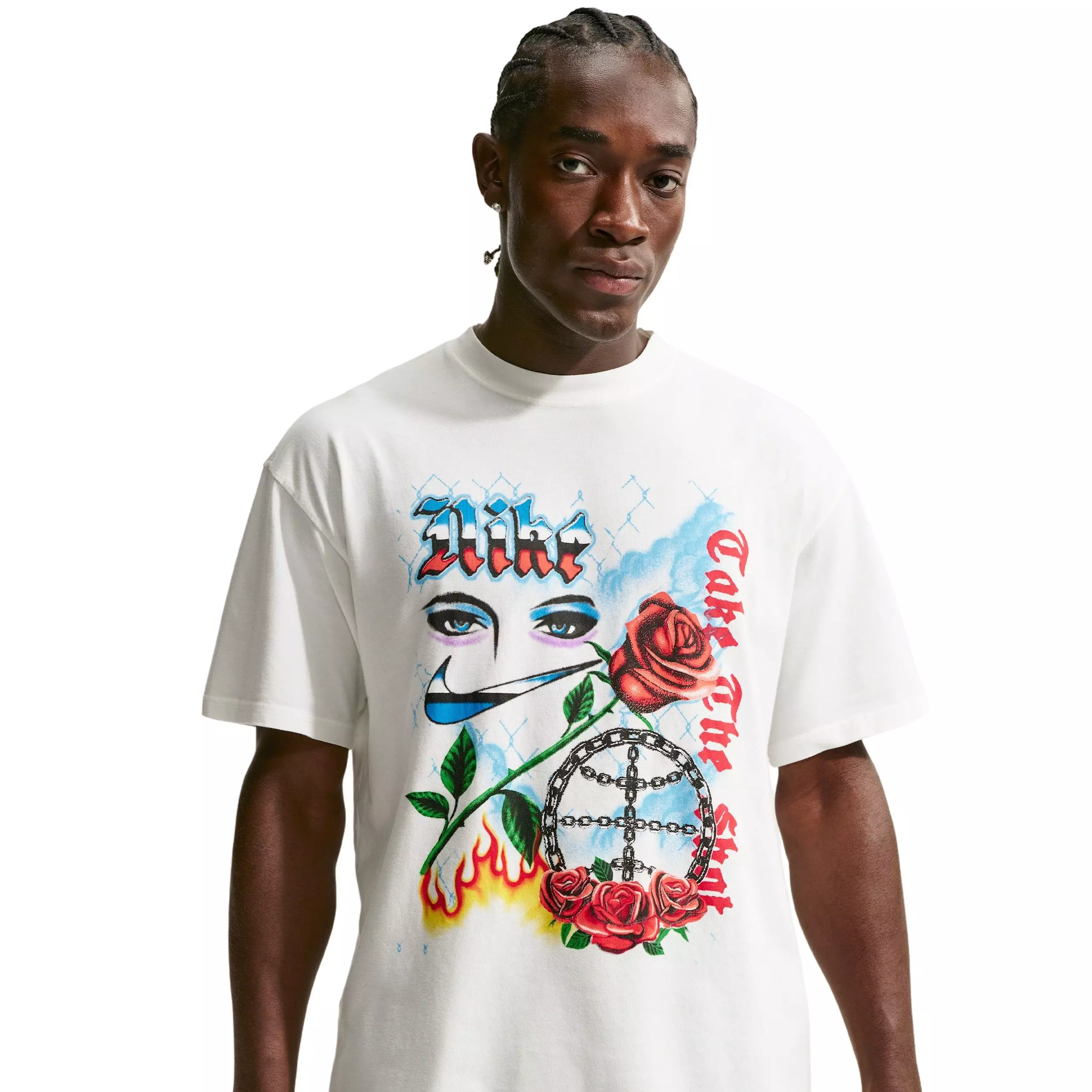 Nike Men's Loose Take the Shot OC 2 Basketball T-Shirt - White - WHITE