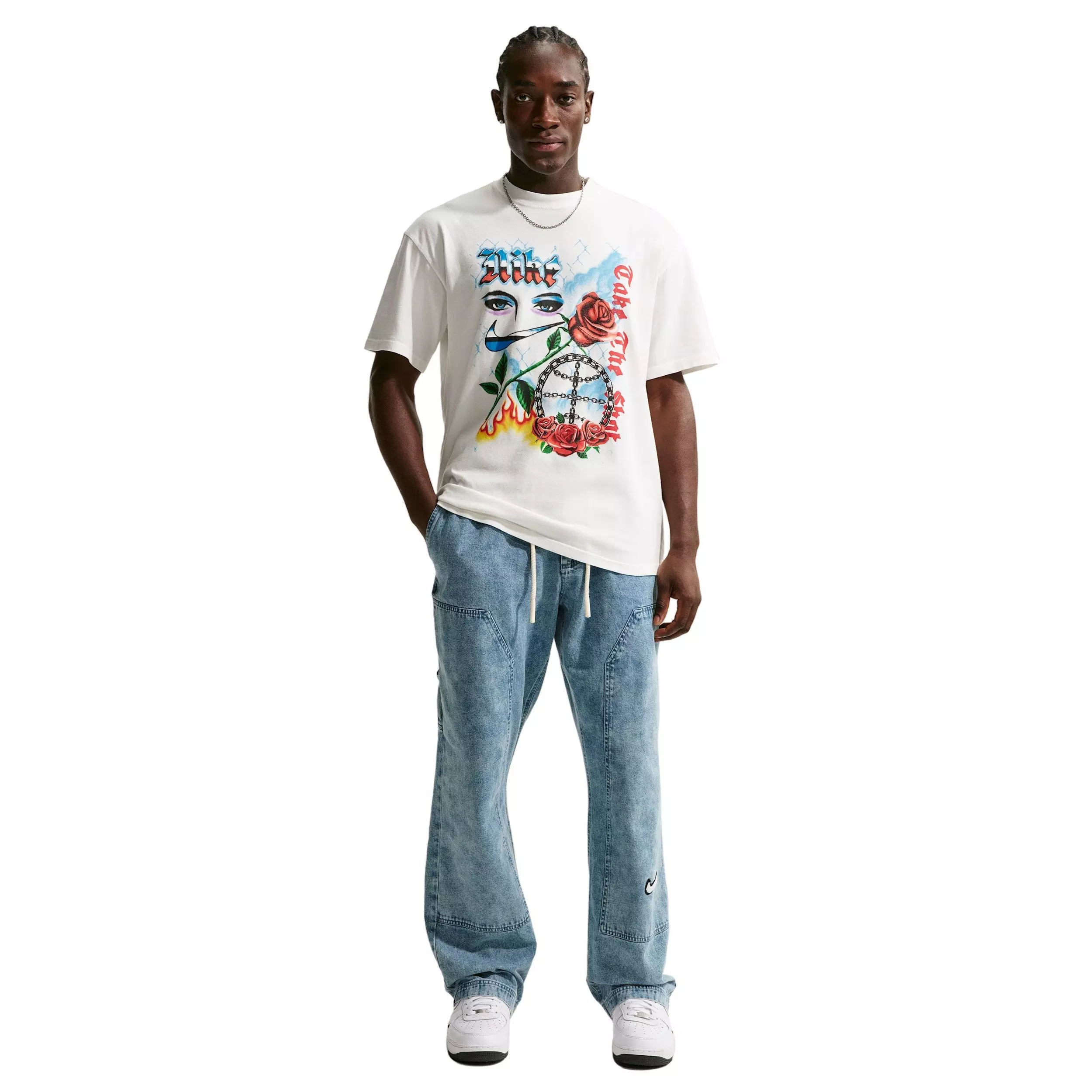 Nike Men's Loose Take the Shot OC 2 Basketball T-Shirt - White - WHITE