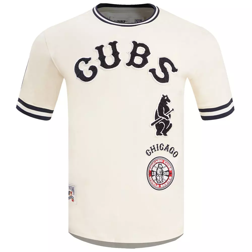Pro Standard Men's MLB Chicago Cubs Retro Classic Double Knit Tee -Eggshell/Navy - EGGSHELL/NAVY