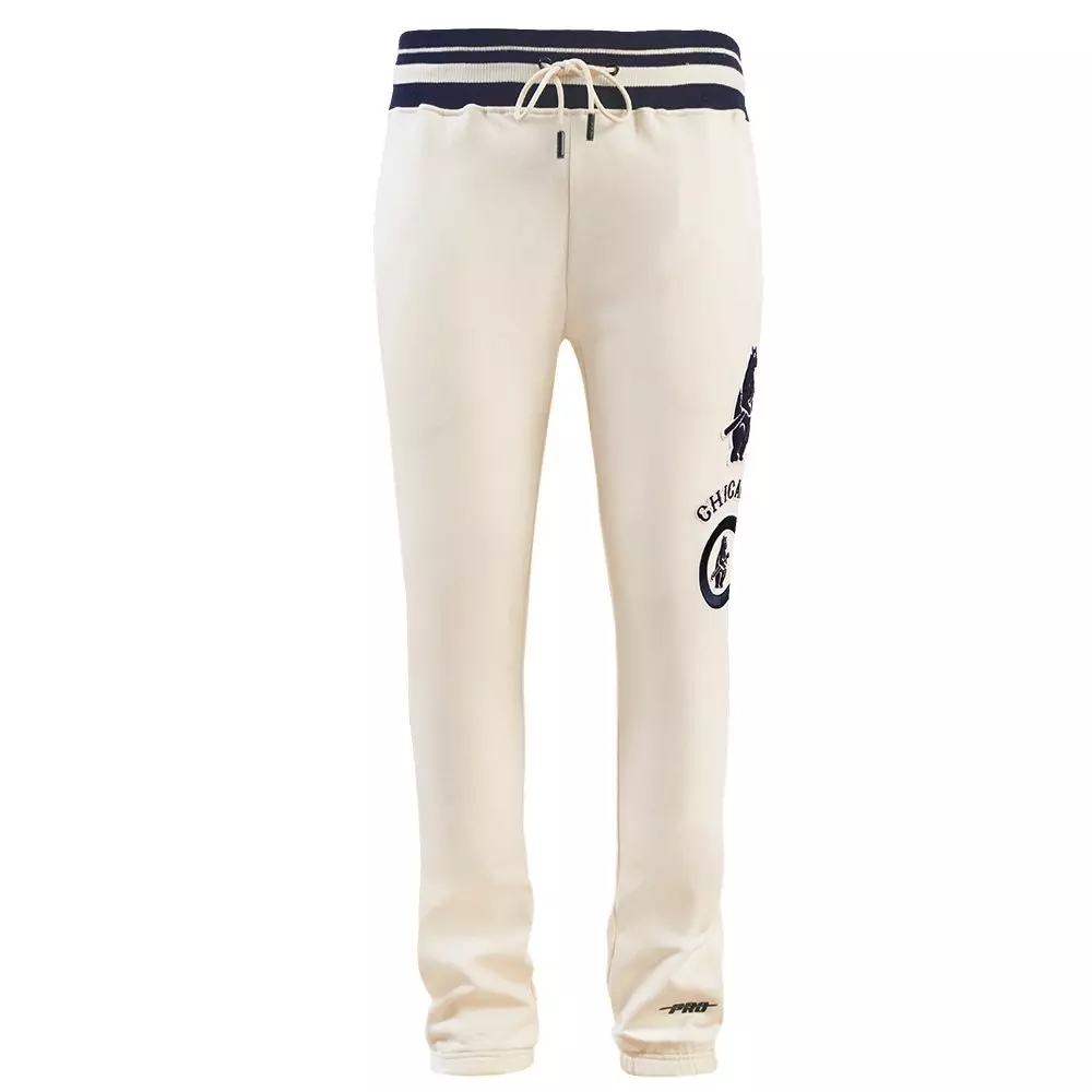 Pro Standard Men's MLB Chicago Cubs Retro Classic Fleece Sweatpants -Eggshell/Navy - EGGSHELL/NAVY
