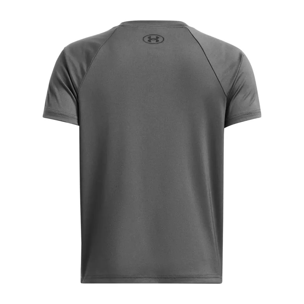 Under Armour Big Boys' Tech Split Wordmark Short Sleeve Tee - DK GREY