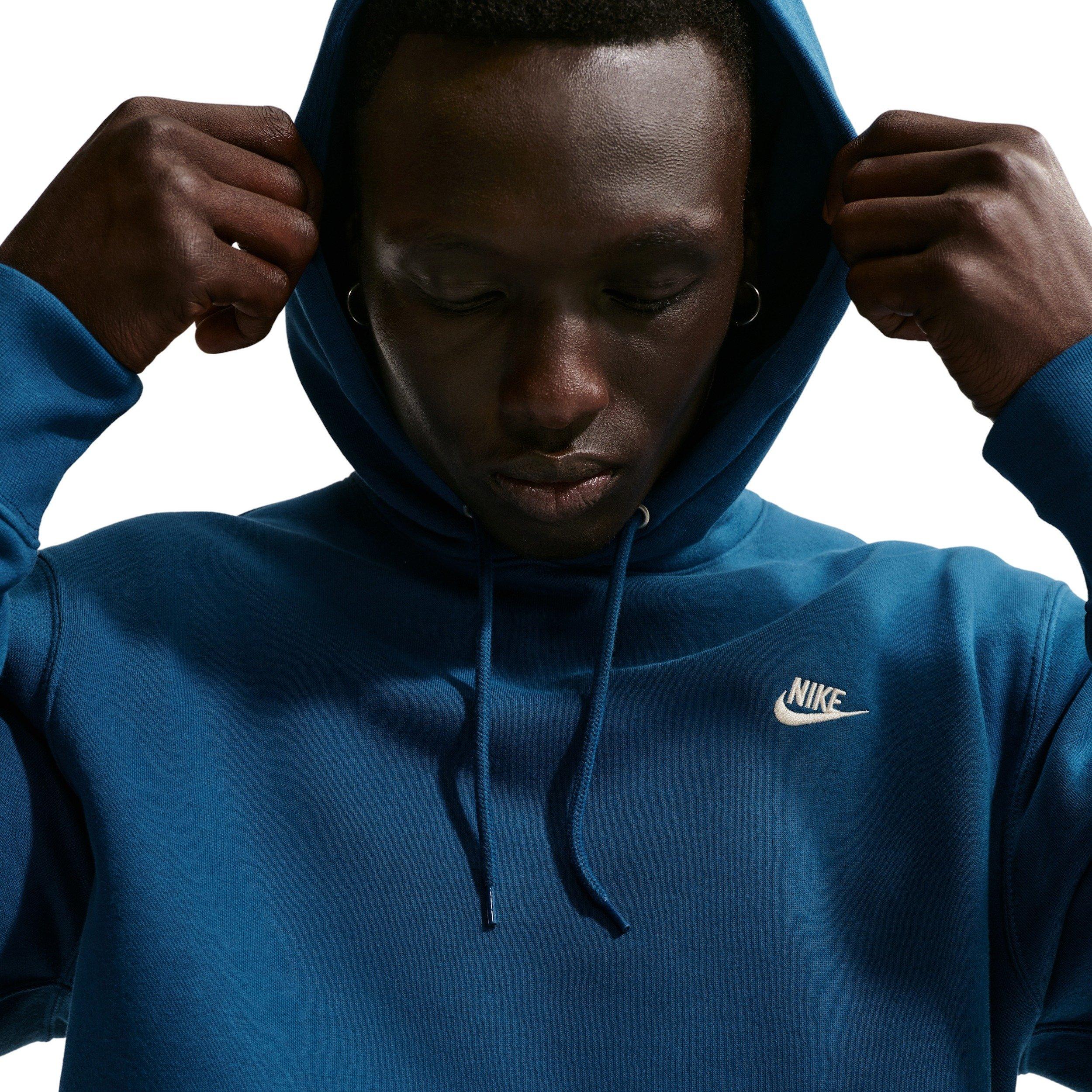 Nike Men's Club BB Pullover Fleece Hoodie - BLUE Thumbnail View 3