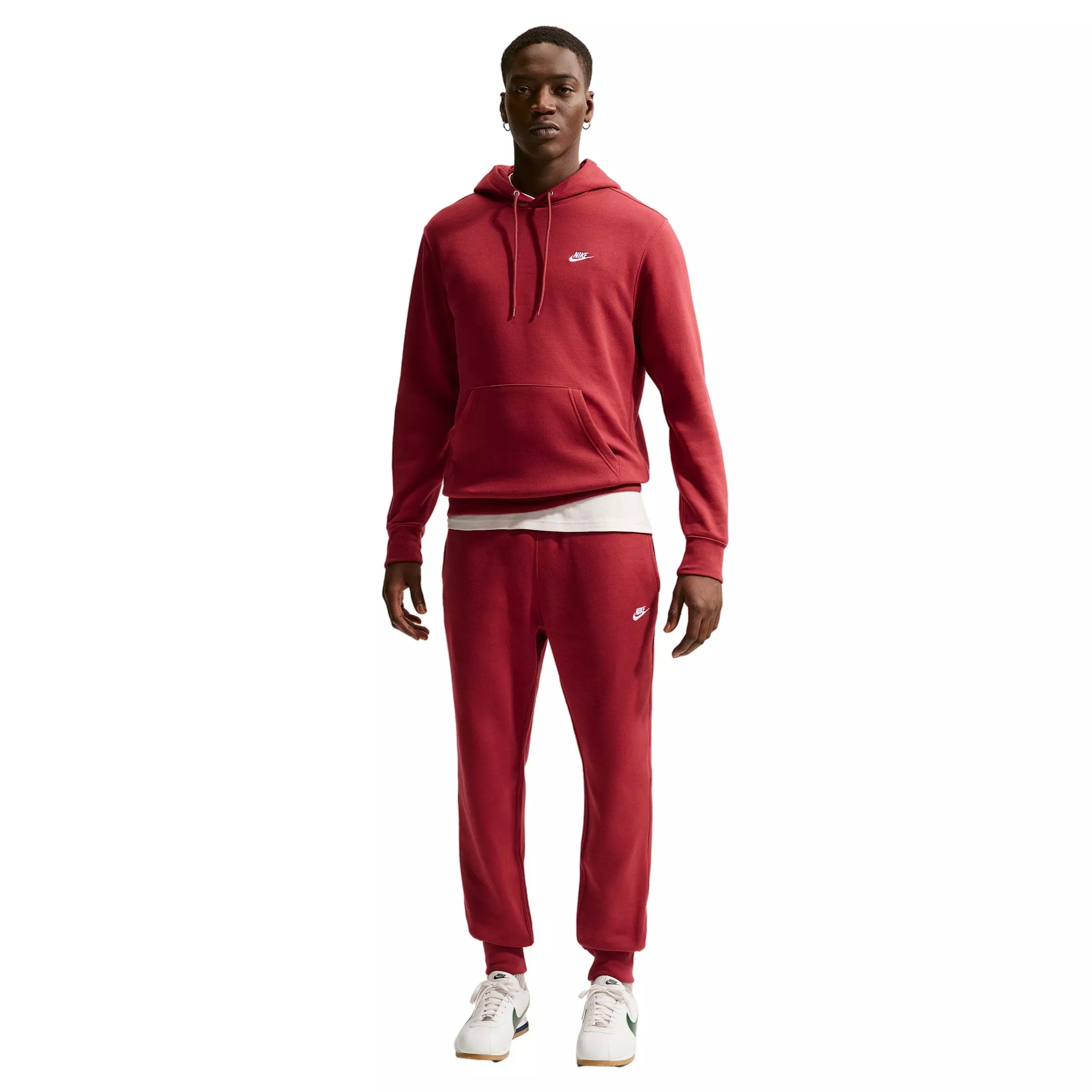 Nike Men's Club BB Pullover Fleece Hoodie - CRIMSON