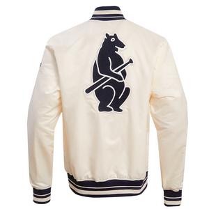 Pro Standard Men's MLB Chicago Cubs Retro Classic Rib Satin Jacket -Eggshell/Navy