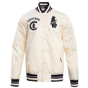 Pro Standard Men's MLB Chicago Cubs Retro Classic Rib Satin Jacket -Eggshell/Navy