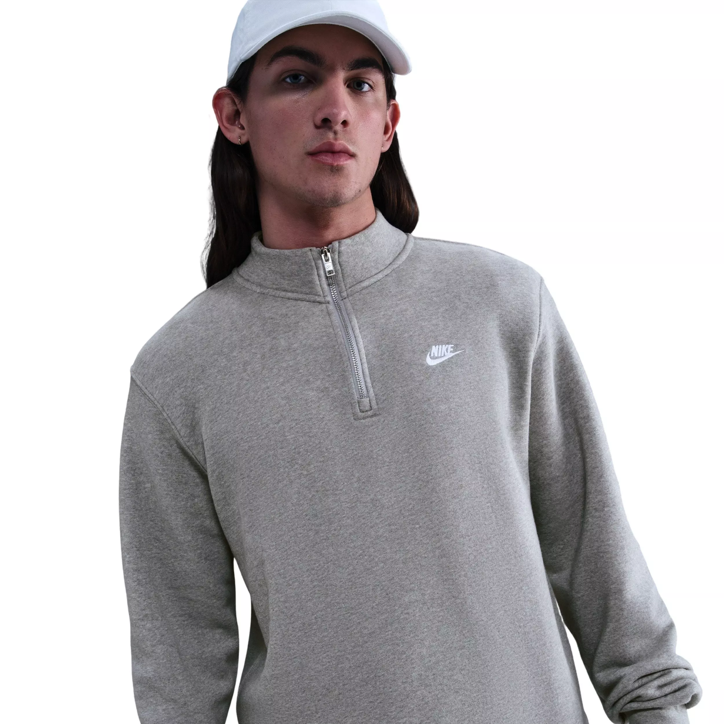 Nike Men's Sportswear Club 1/2-Zip Fleece Top - Grey - GREY