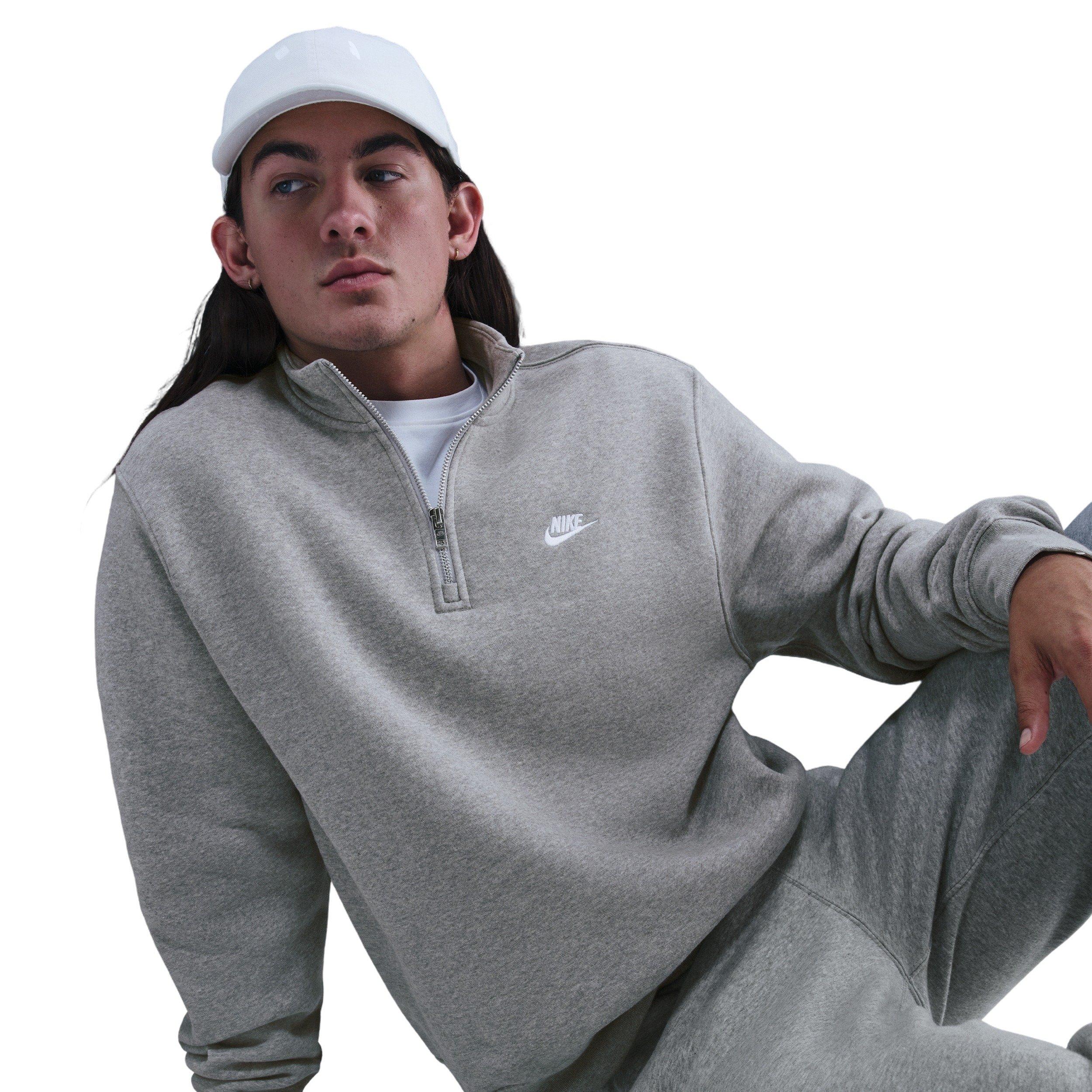 Nike Men's Sportswear Club 1/2-Zip Fleece Top -Grey - GREY Thumbnail View 3