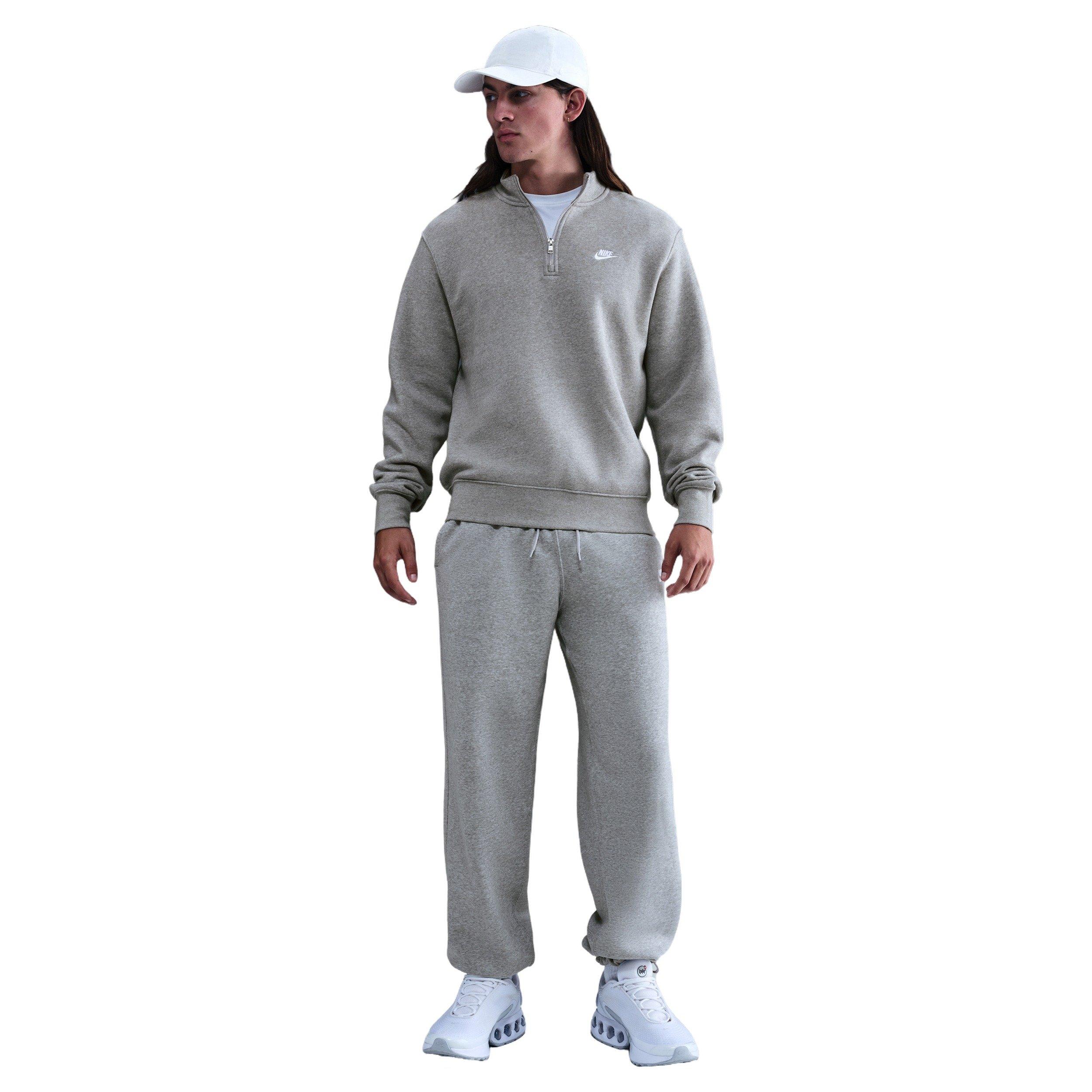 Nike Men's Sportswear Club 1/2-Zip Fleece Top - Grey - GREY Thumbnail View 4