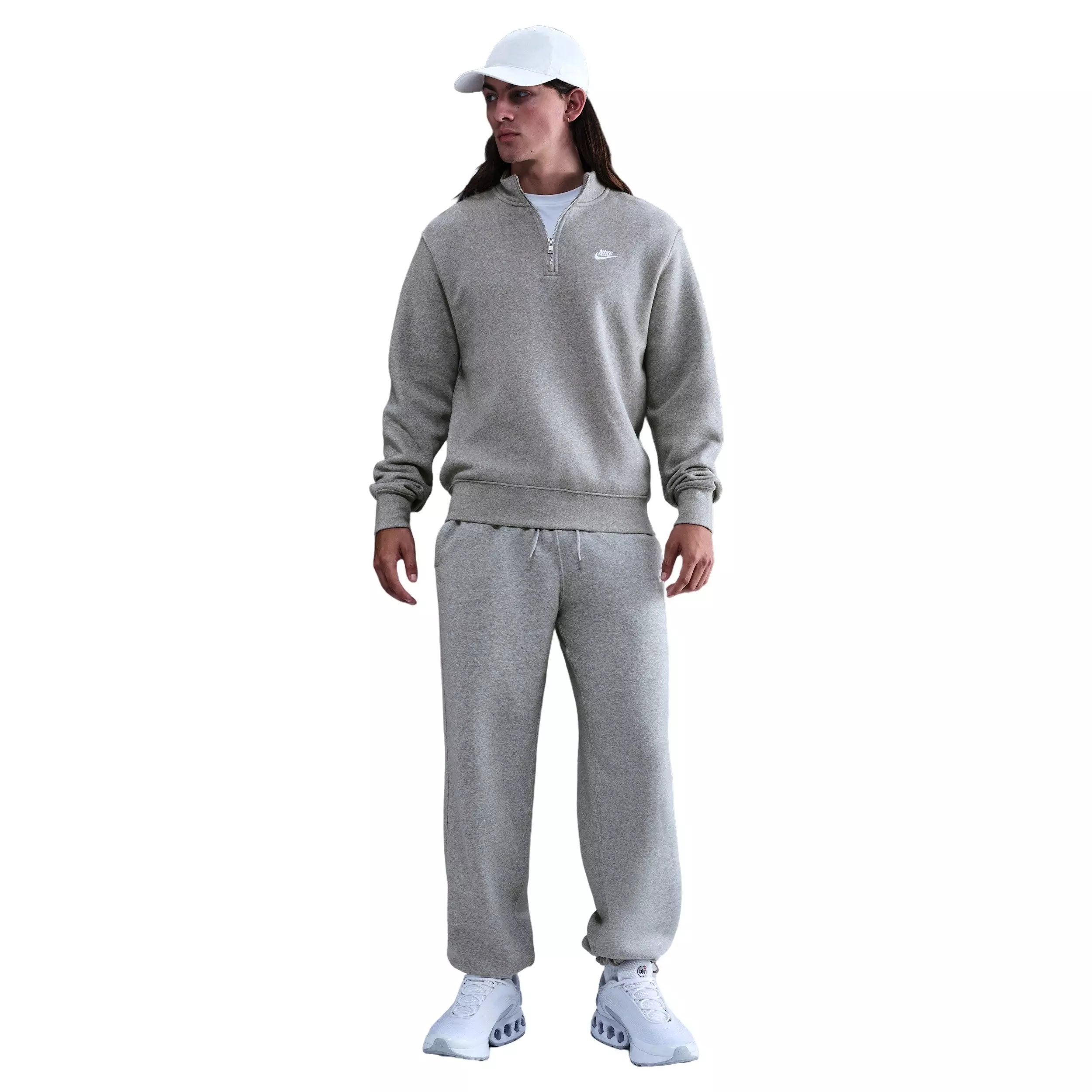 Nike Men's Sportswear Club 1/2-Zip Fleece Top -Grey - GREY