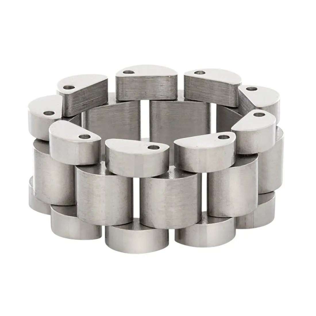 King Ice Rollie Link Ring - White Gold - WHITE GOLD