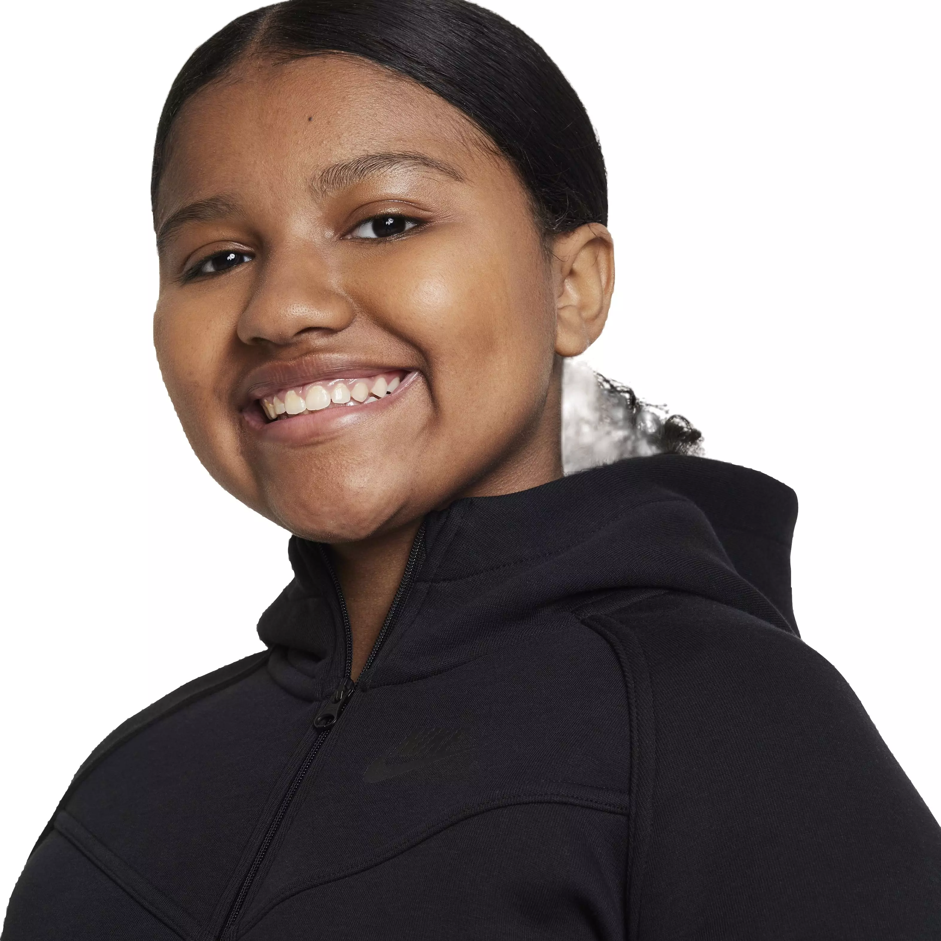 Nike Big Girls' Sportswear Tech Fleece FZ Long-Sleeve Jacket -Black - BLACK