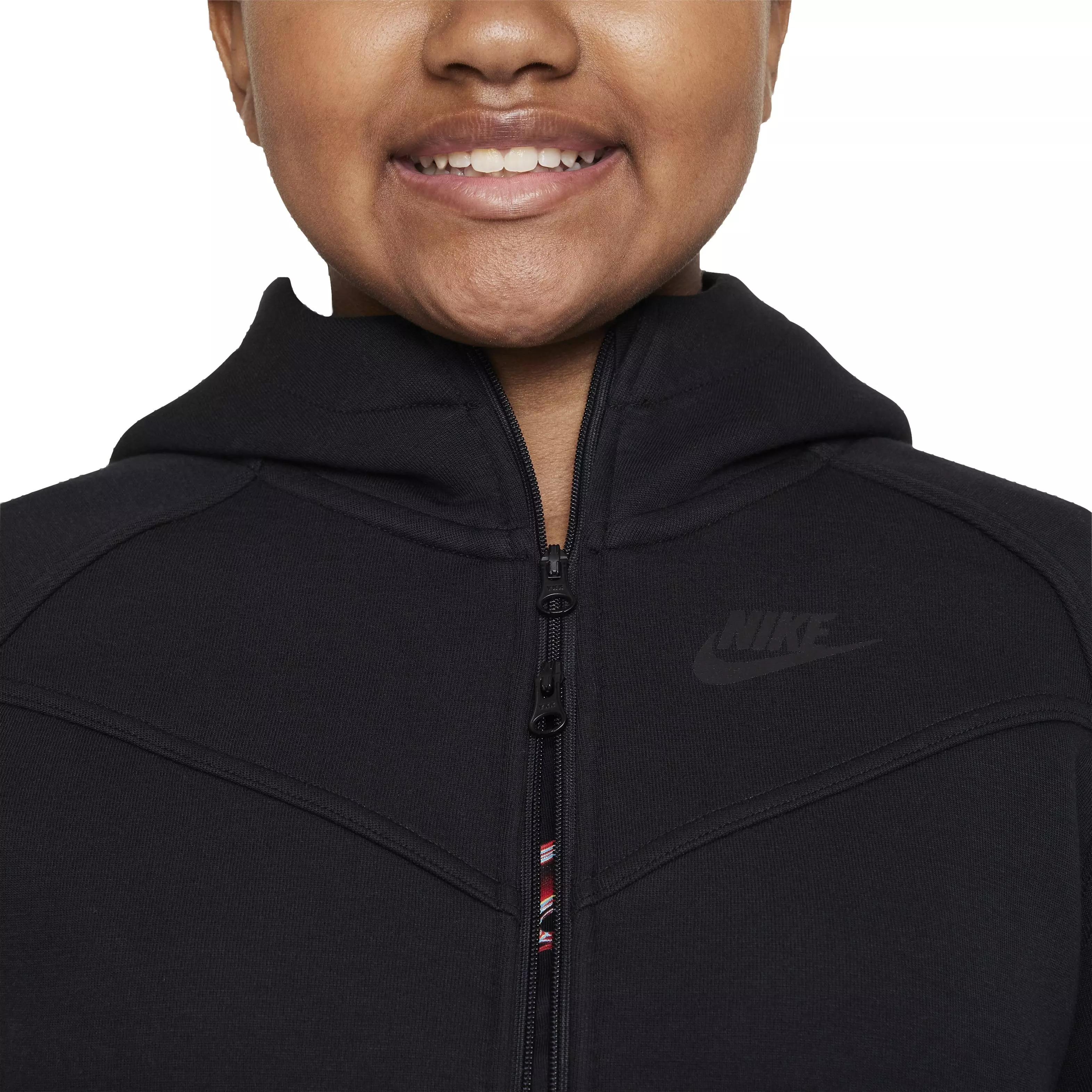 Nike Big Girls' Sportswear Tech Fleece FZ Long-Sleeve Jacket -Black - BLACK