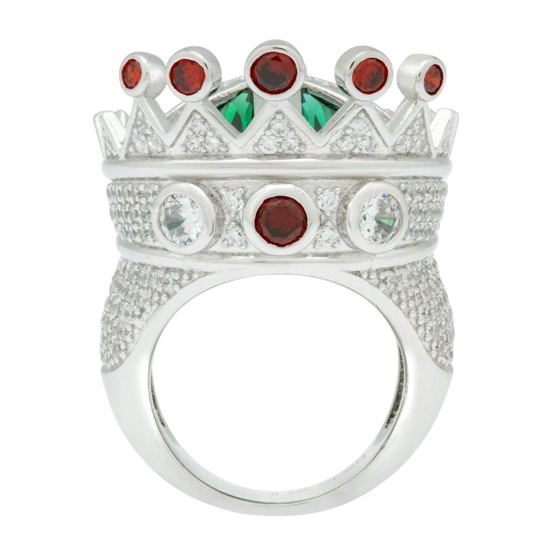 King Ice Iced Crown Ring - White Gold - WHITE GOLD