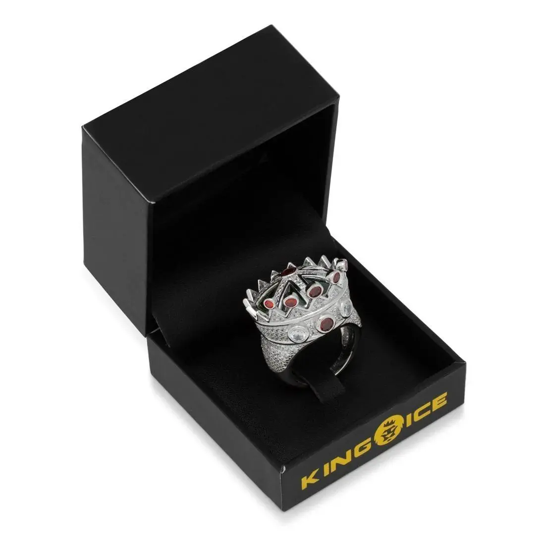 King Ice Iced Crown Ring - White Gold - WHITE GOLD