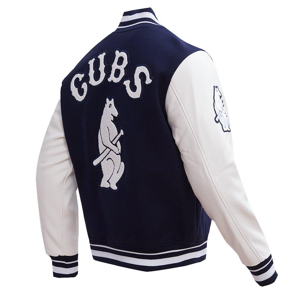 Pro Standard Men's MLB Chicago Cubs Retro Classic Rib Wool Varsity Jacket -Navy/White - NAVY/WHITE Thumbnail View 4