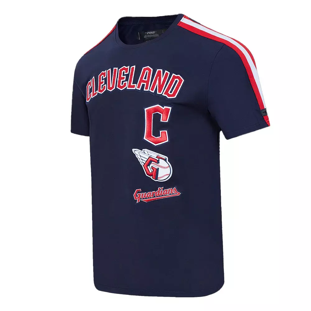 Pro Standard Men's MLB Cleveland Guardians Retro Classic Single Jersey Striped Tee -Navy/Red - NAVY/RED