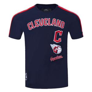 Pro Standard Men's MLB Cleveland Guardians Retro Classic Single Jersey Striped Tee -Navy/Red