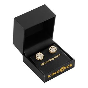 King Ice Round Cluster Stud Earrings - GOLD
