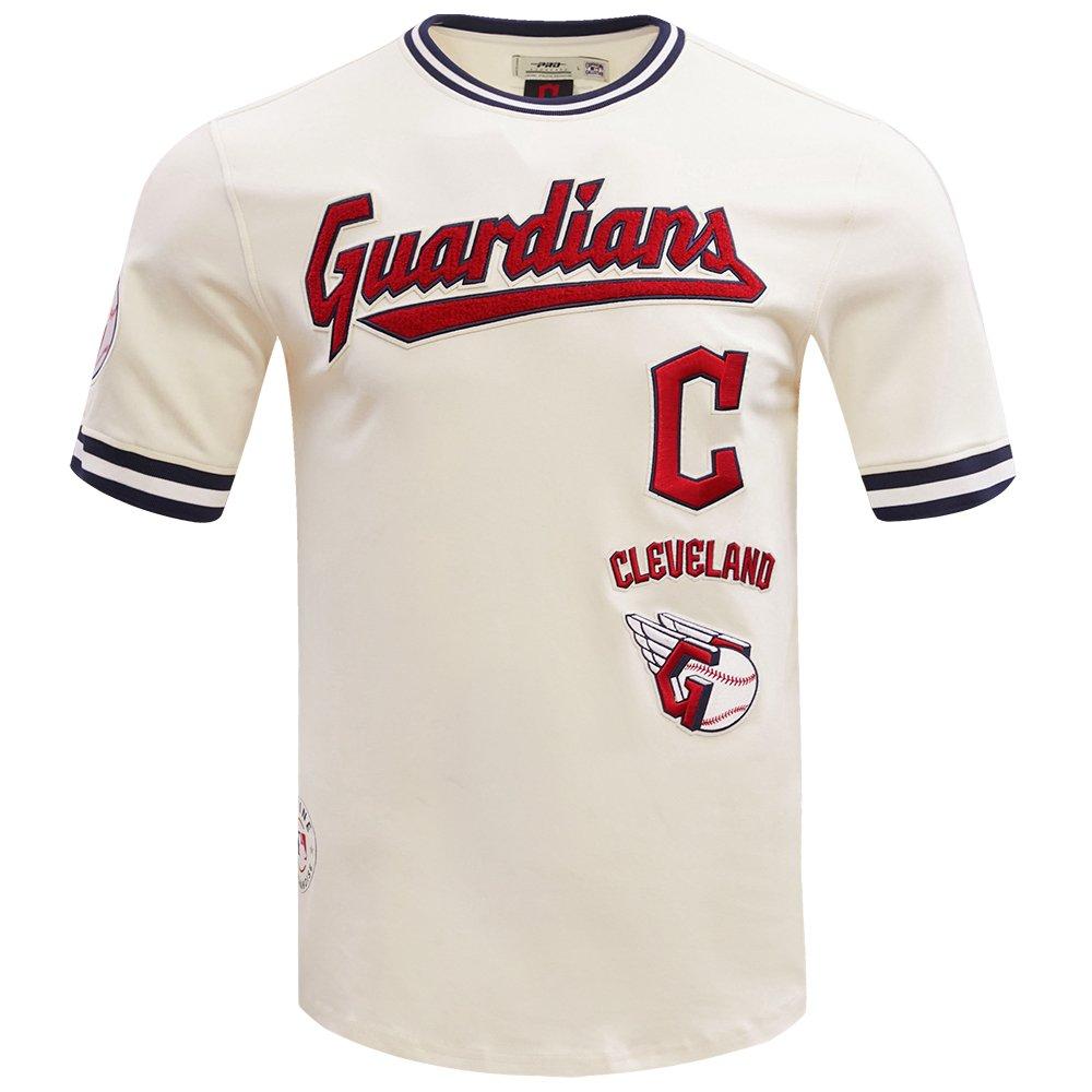 Pro Standard Men's MLB Cleveland Guardians Retro Classic Double Knit Tee -Eggshell/Navy - EGGSHELL/NAVY Thumbnail View 1