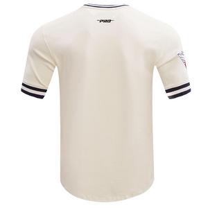 Pro Standard Men's MLB Cleveland Guardians Retro Classic Double Knit Tee -Eggshell/Navy