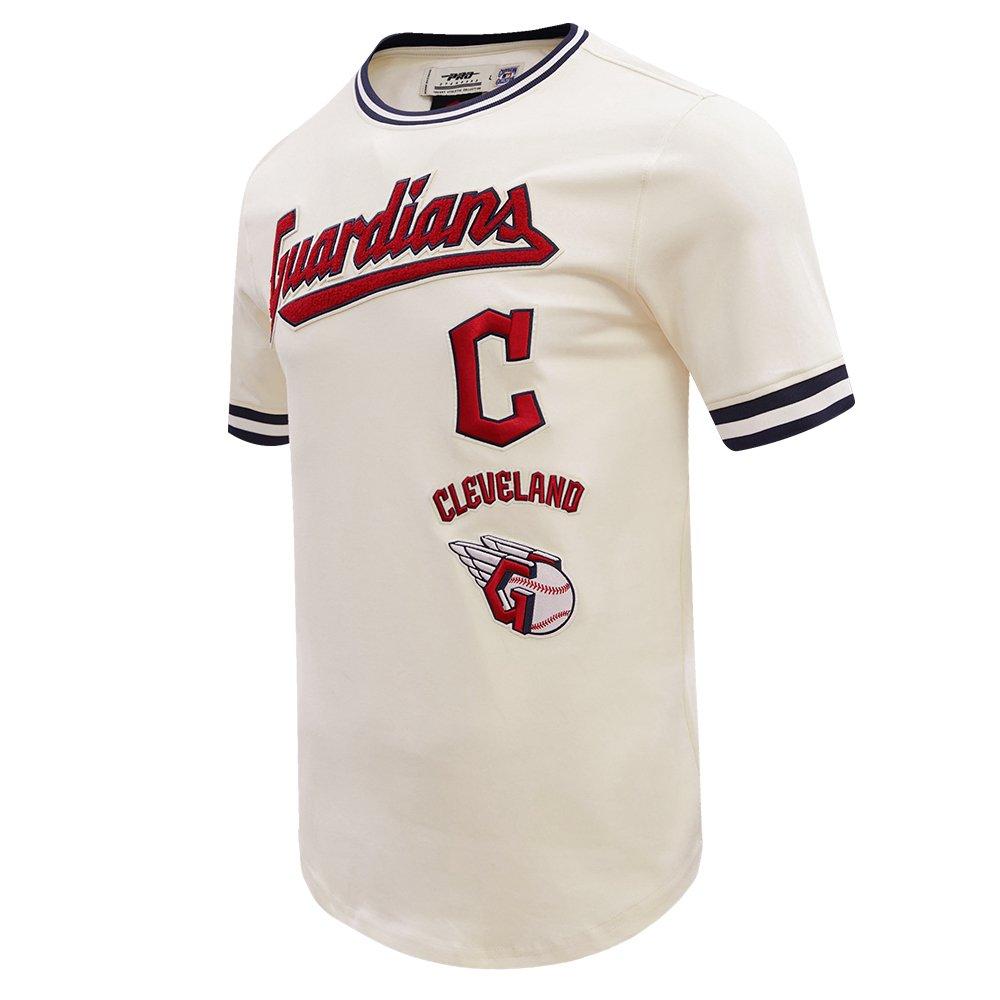 Pro Standard Men's MLB Cleveland Guardians Retro Classic Double Knit Tee -Eggshell/Navy - EGGSHELL/NAVY Thumbnail View 3