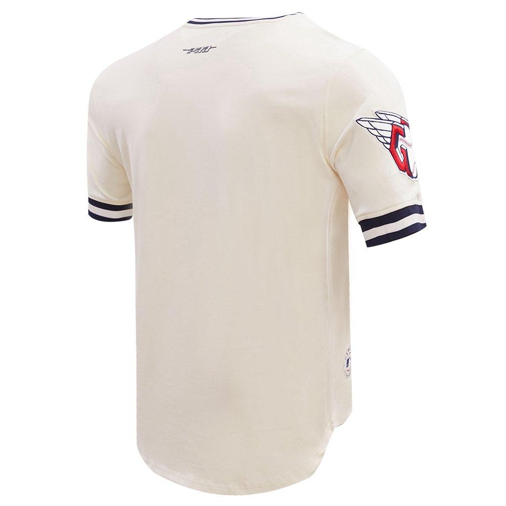 Pro Standard Men's MLB Cleveland Guardians Retro Classic Double Knit Tee -Eggshell/Navy - EGGSHELL/NAVY Thumbnail View 4