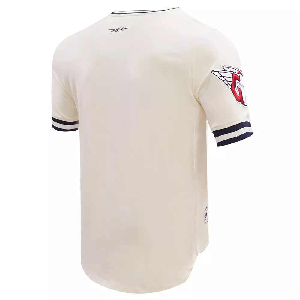 Pro Standard Men's MLB Cleveland Guardians Retro Classic Double Knit Tee -Eggshell/Navy - EGGSHELL/NAVY