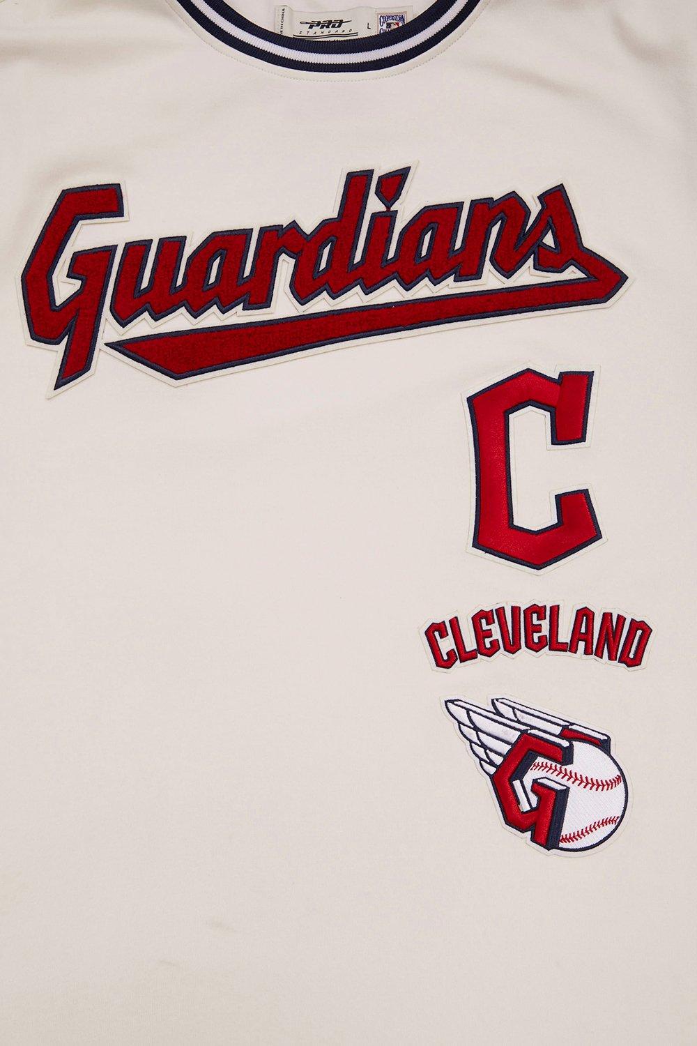 Pro Standard Men's MLB Cleveland Guardians Retro Classic Double Knit Tee -Eggshell/Navy - EGGSHELL/NAVY Thumbnail View 5
