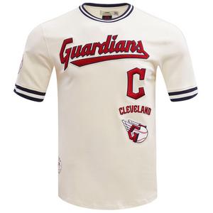 Pro Standard Men's MLB Cleveland Guardians Retro Classic Double Knit Tee -Eggshell/Navy