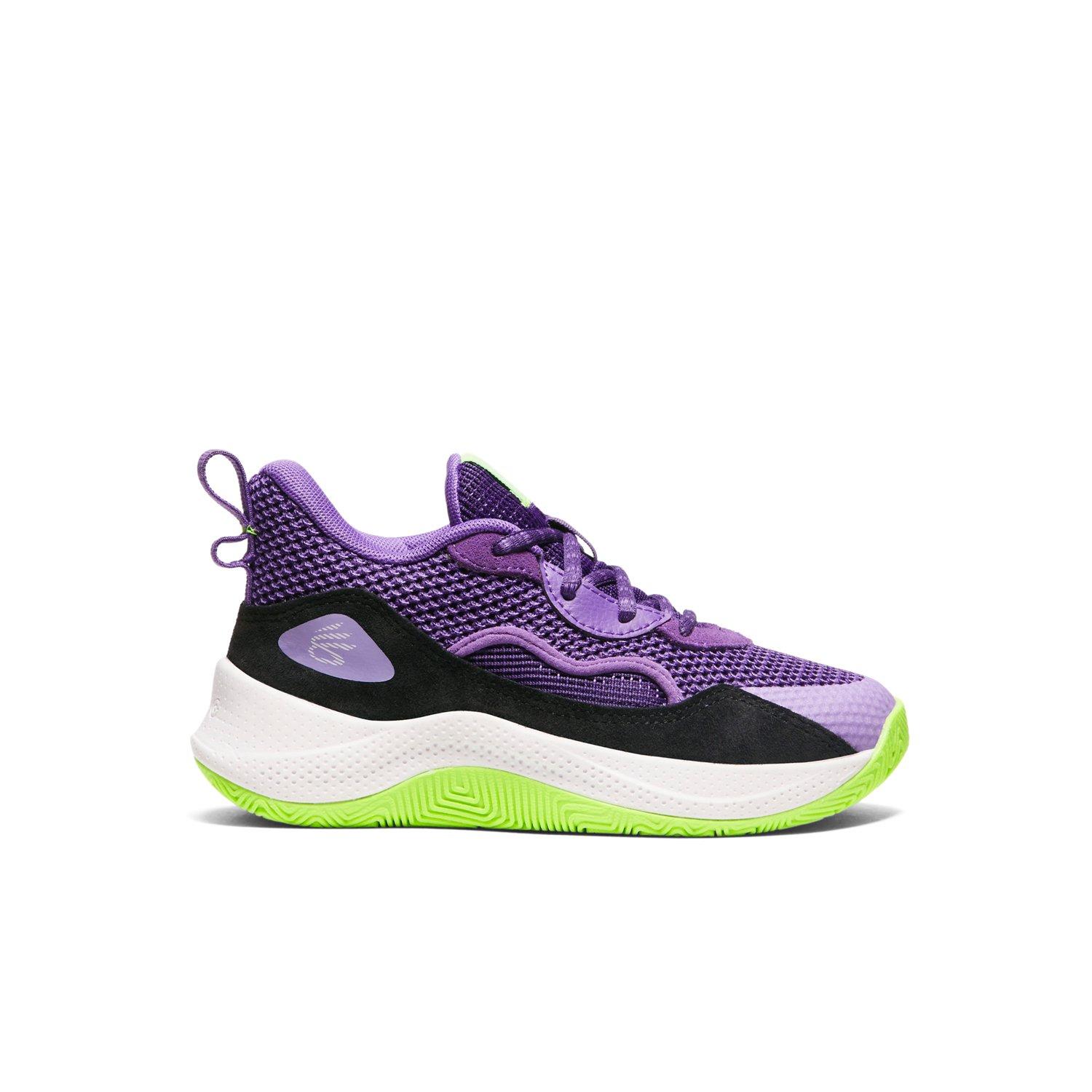 Under Armour Curry 3Z 24 Suede "Lavish/Purple/Hyper Green" Preschool Boys' Basketball Shoe - LAVISH/PURPLE/GREEN Thumbnail View 1