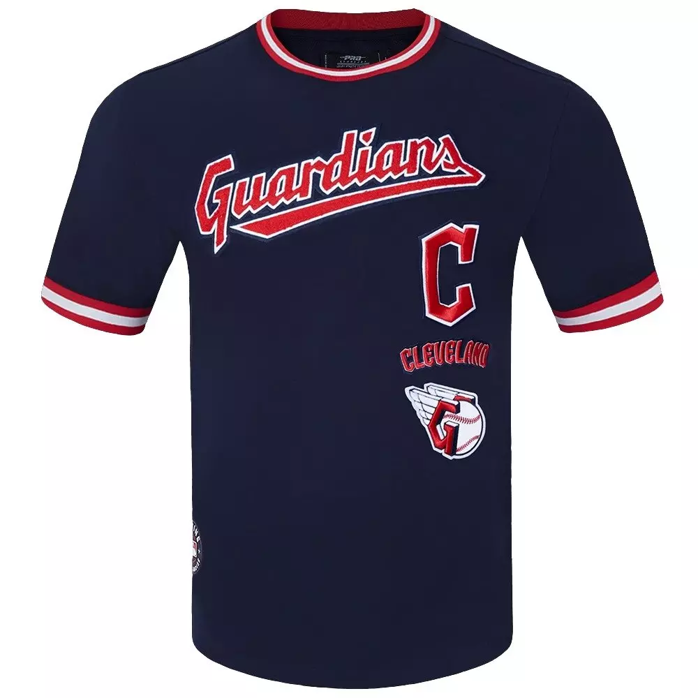 Pro Standard Men's MLB Cleveland Guardians Retro Classic Double Knit Tee -Navy/Red - NAVY/RED
