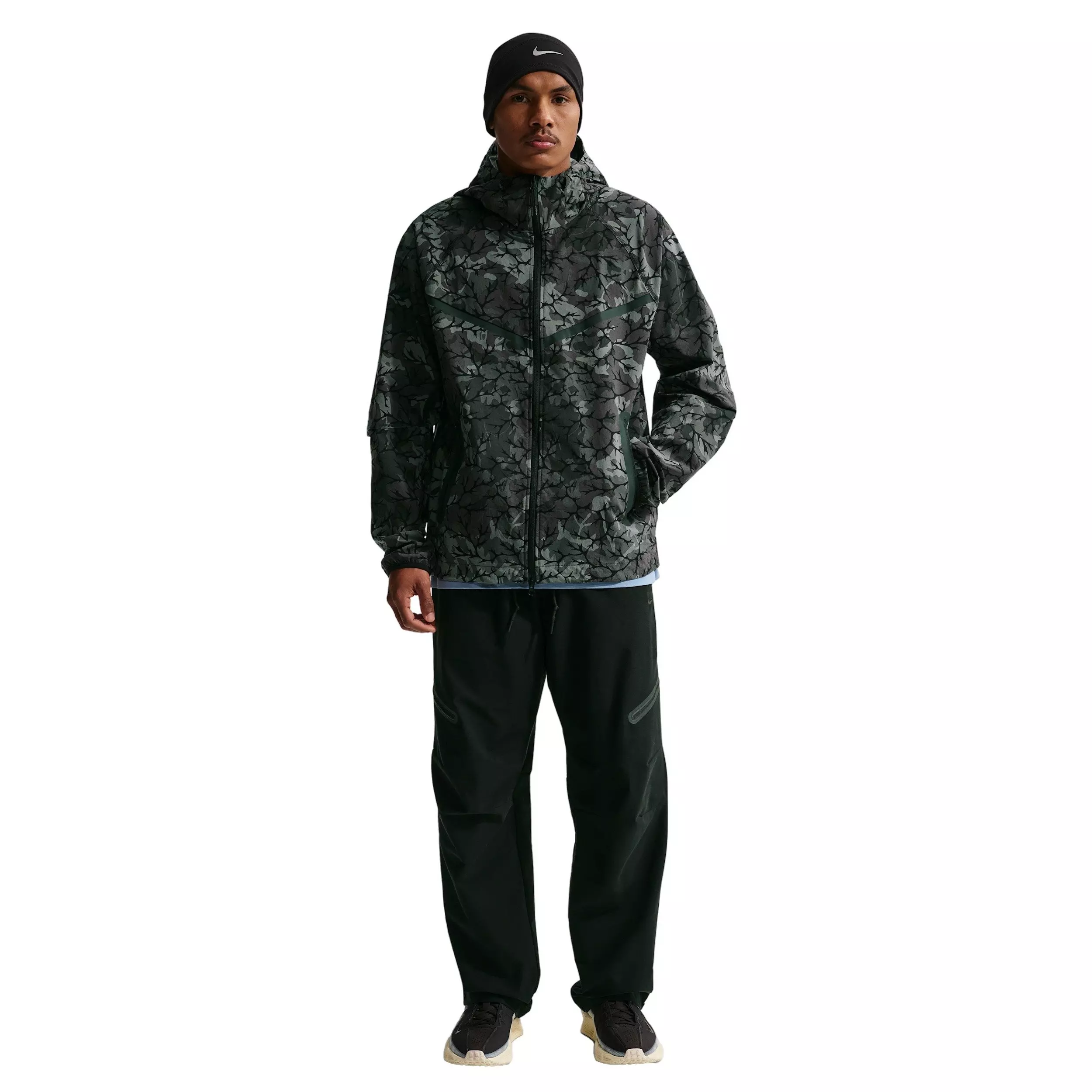 Nike Men's Tech Dri-FIT Woven Full-Zip AOP Windrunner Jacket - BLACK