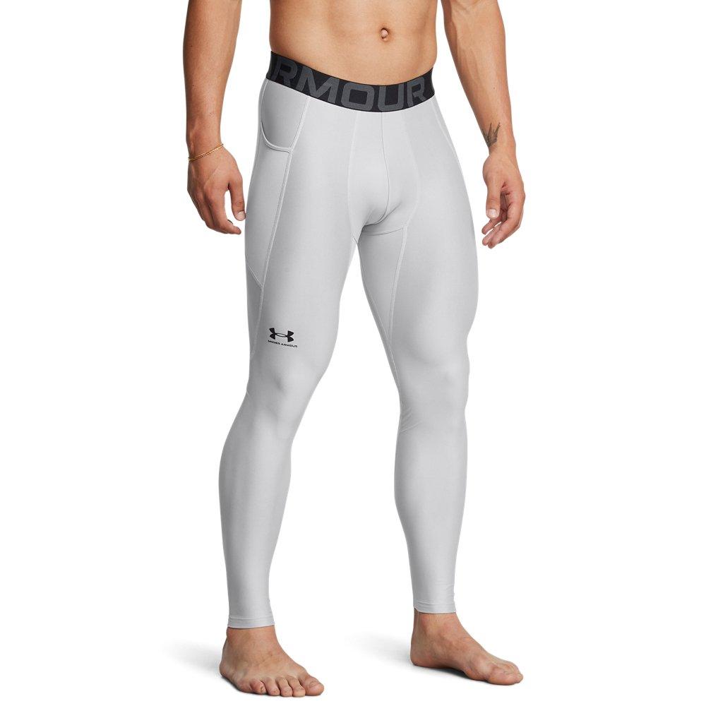 Under Armour Men's HeatGear Leggings - White - LT GREY/BLACK Thumbnail View 1