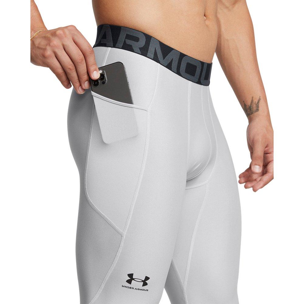 Under Armour Men's HeatGear Leggings - LT GREY/BLACK Thumbnail View 3