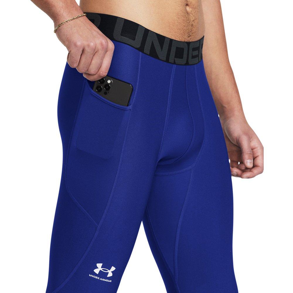Under Armour Men's HeatGear Leggings - White - ROYAL Thumbnail View 3