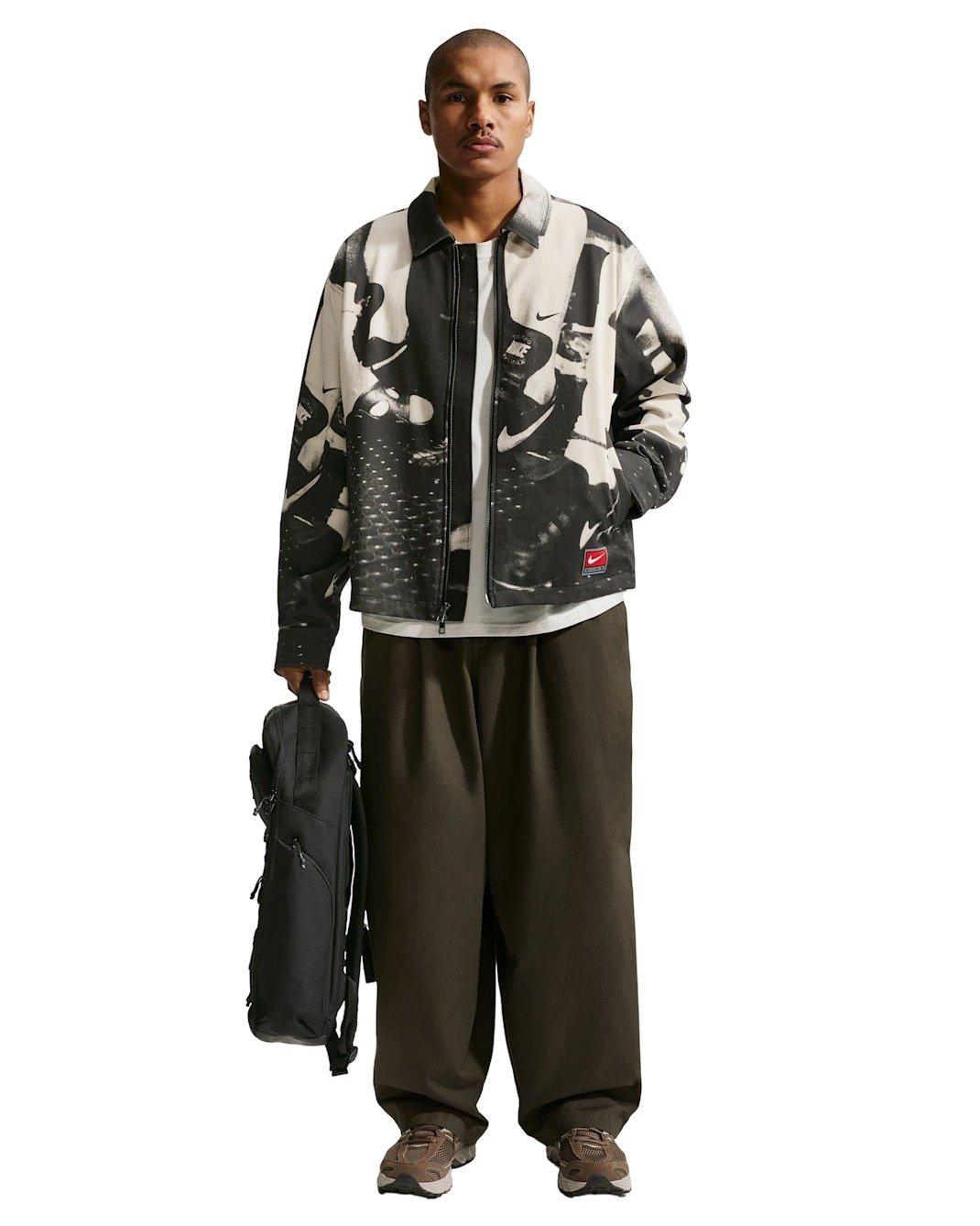 Nike Men's Life Field Sports Jacket - Black/White - BLACK/WHITE Thumbnail View 5