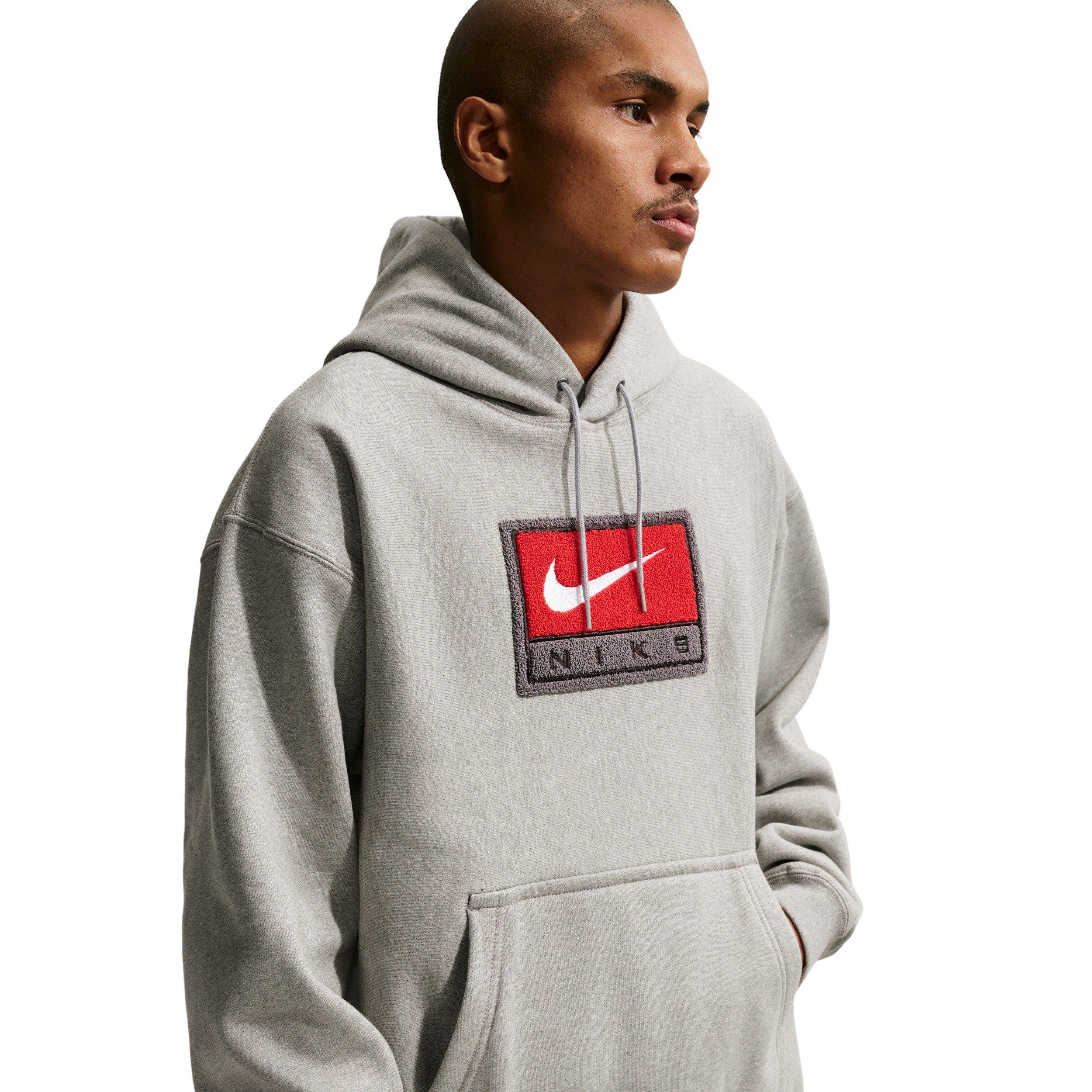 Nike Men's Solo Swoosh Life Fleece Pullover Hoodie - GREY Thumbnail View 1