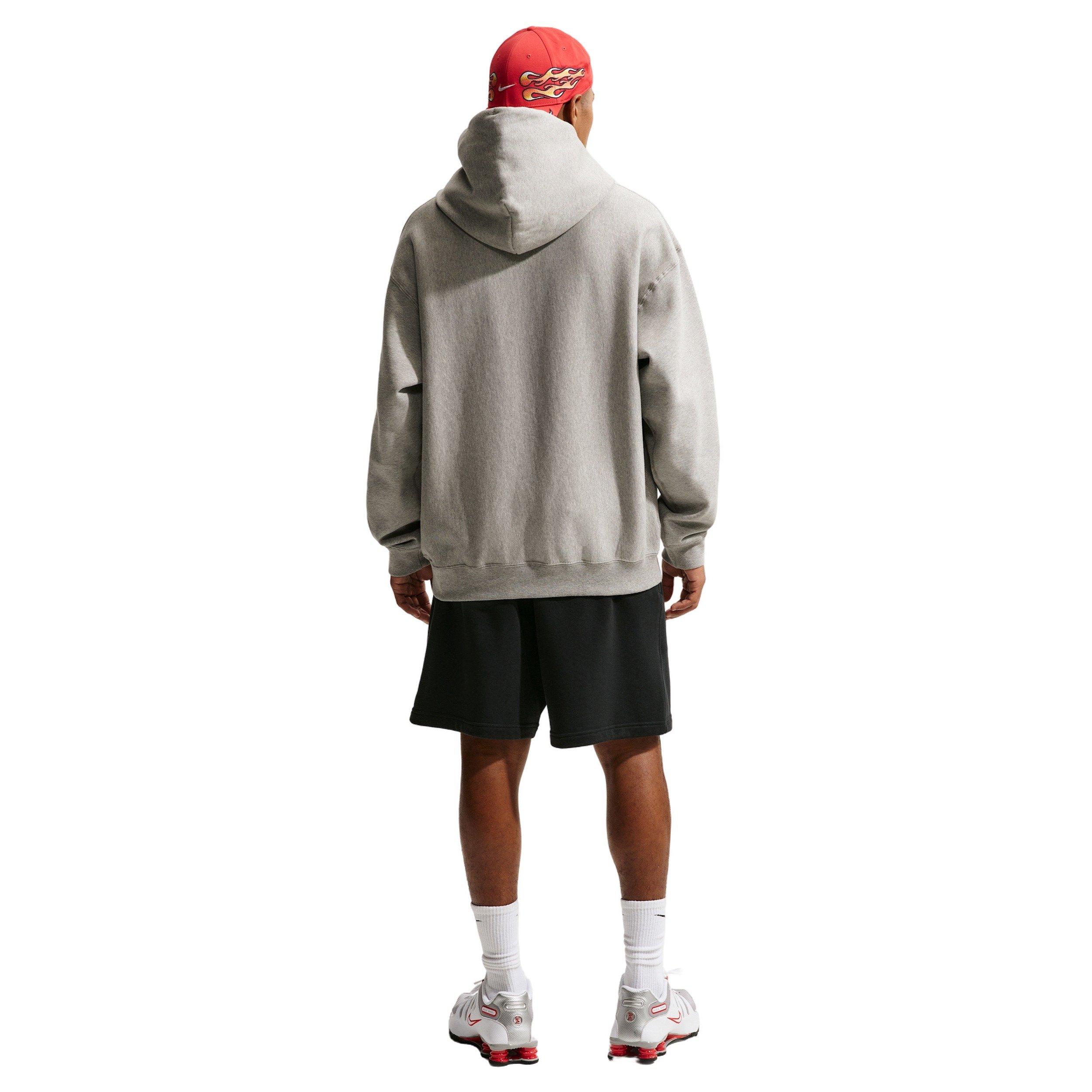 Nike Men's Solo Swoosh Fleece Pullover Hoodie - GREY Thumbnail View 5
