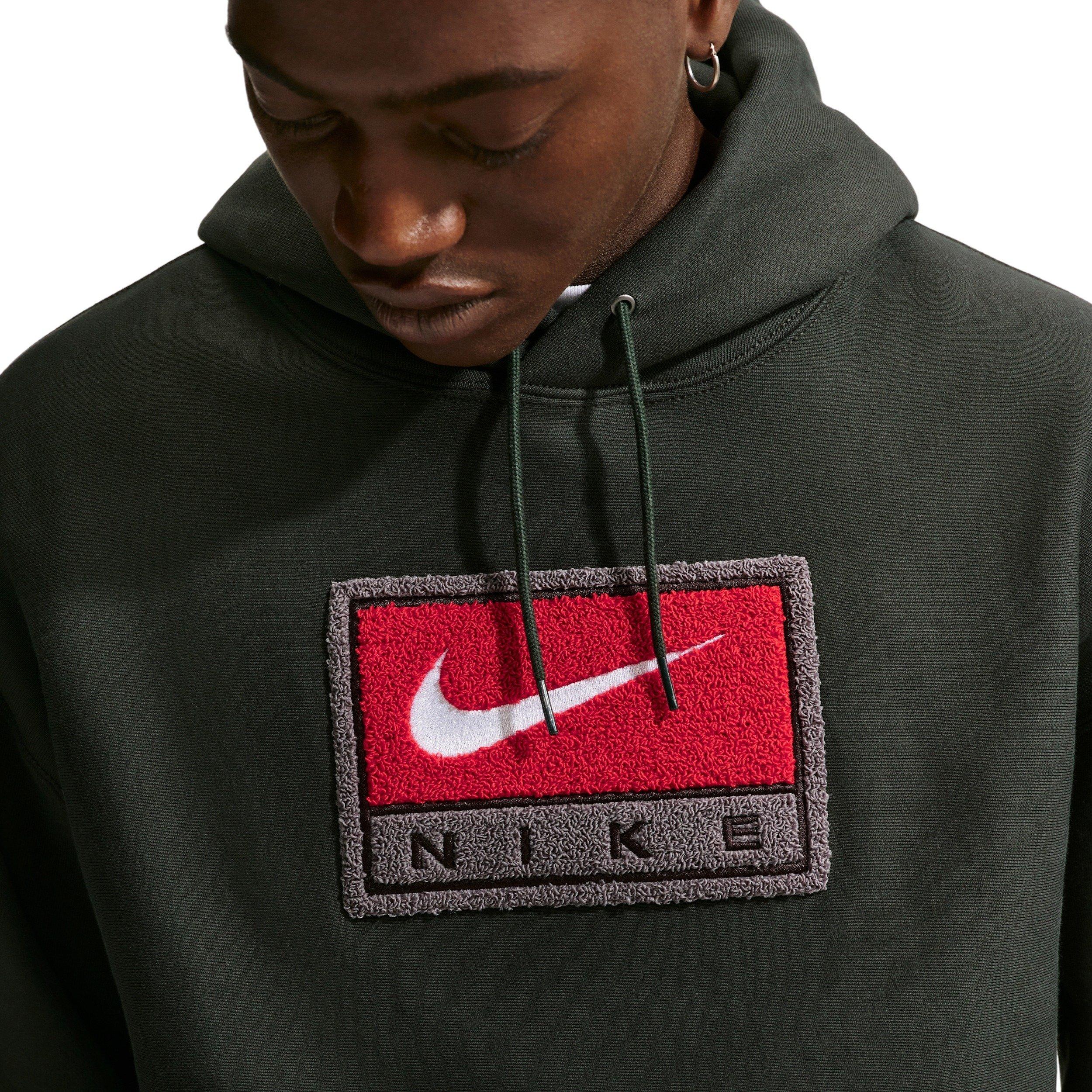 Nike Men's Solo Swoosh Fleece Pullover Hoodie - BLACK SPRUCE Thumbnail View 3