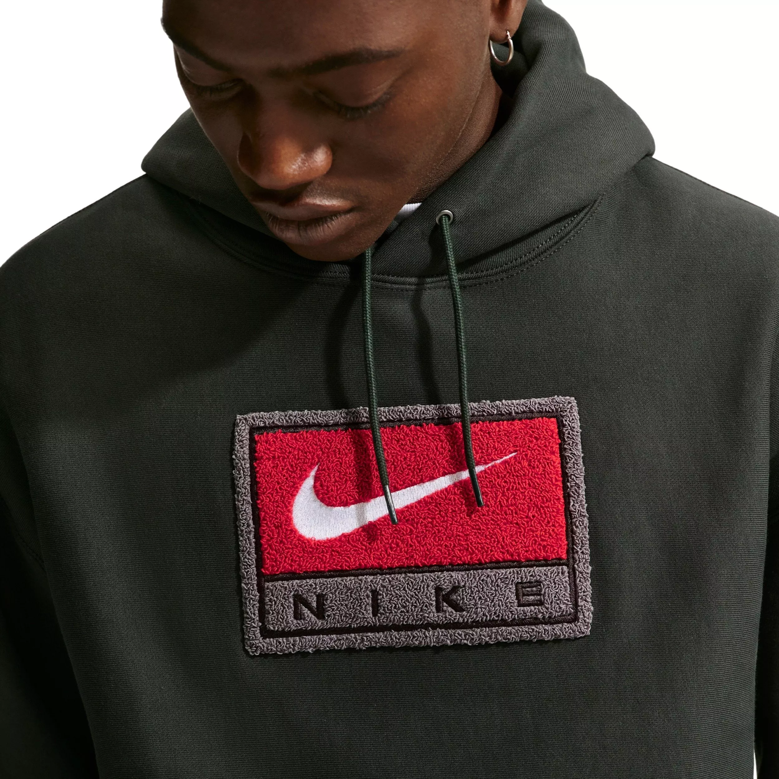 Nike Men's Solo Swoosh Life Fleece Pullover Hoodie - BLACK SPRUCE