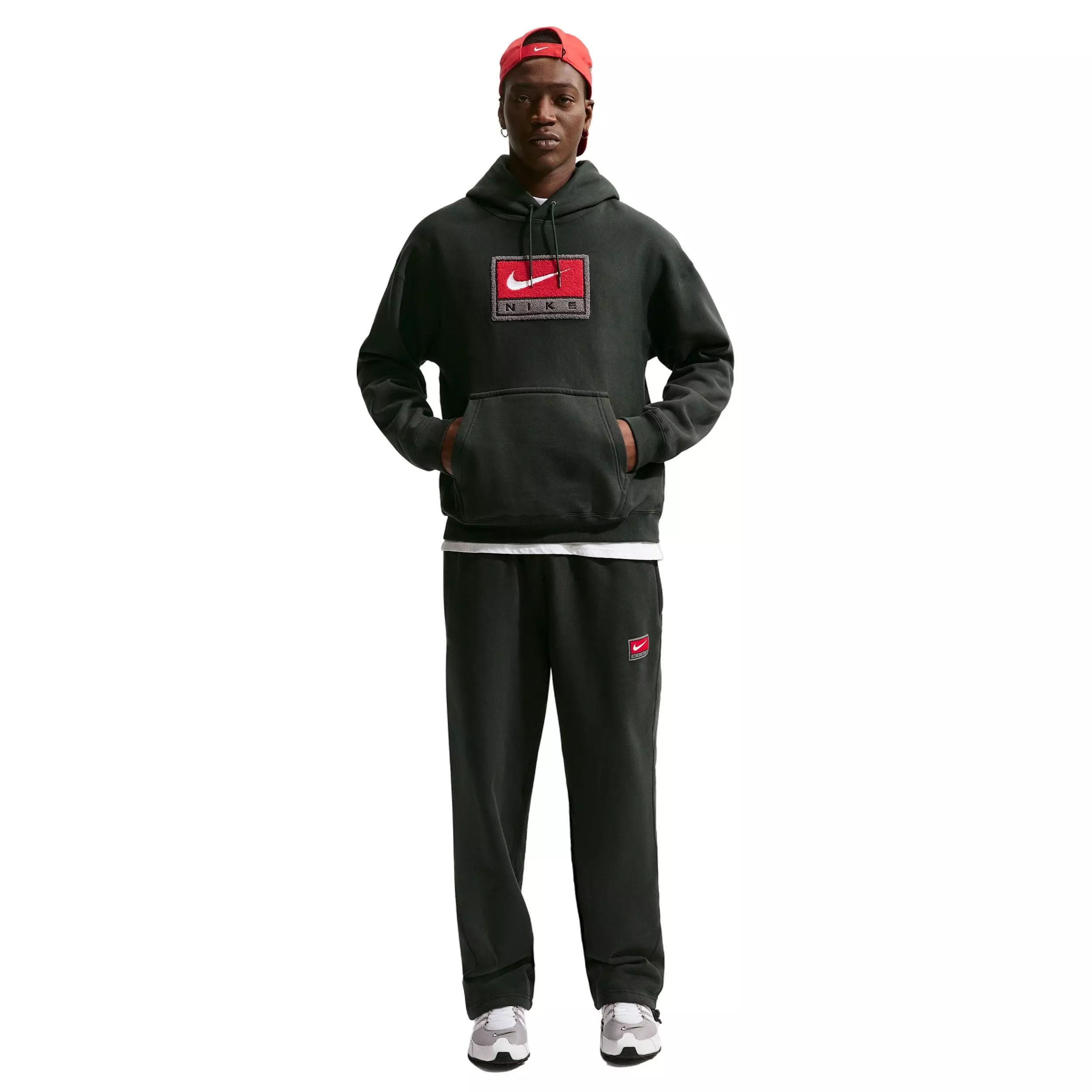 Nike Men's Solo Swoosh Life Fleece Pullover Hoodie - BLACK SPRUCE