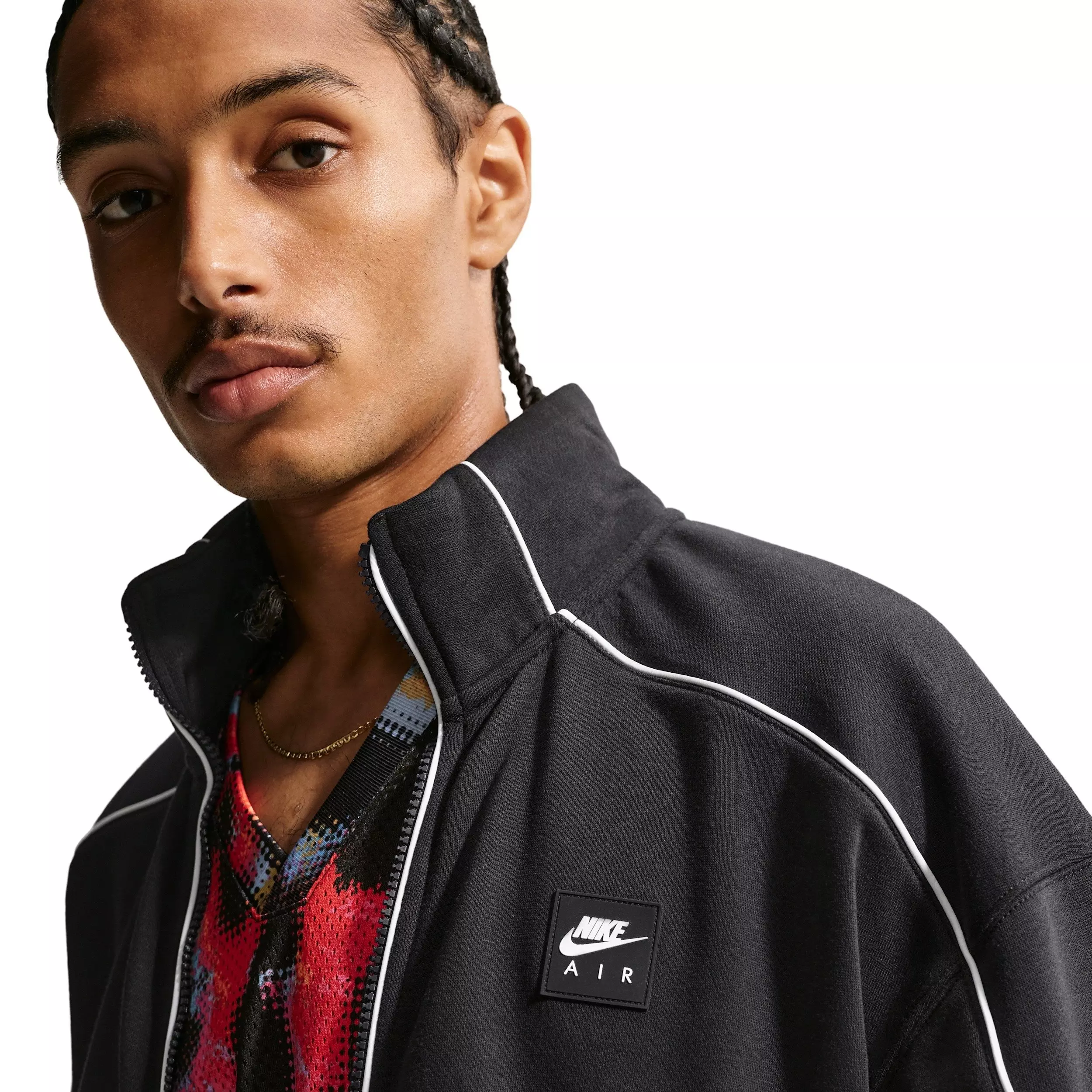 Nike Air Men's Fleece Track Jacket - Black/White - BLACK/WHITE
