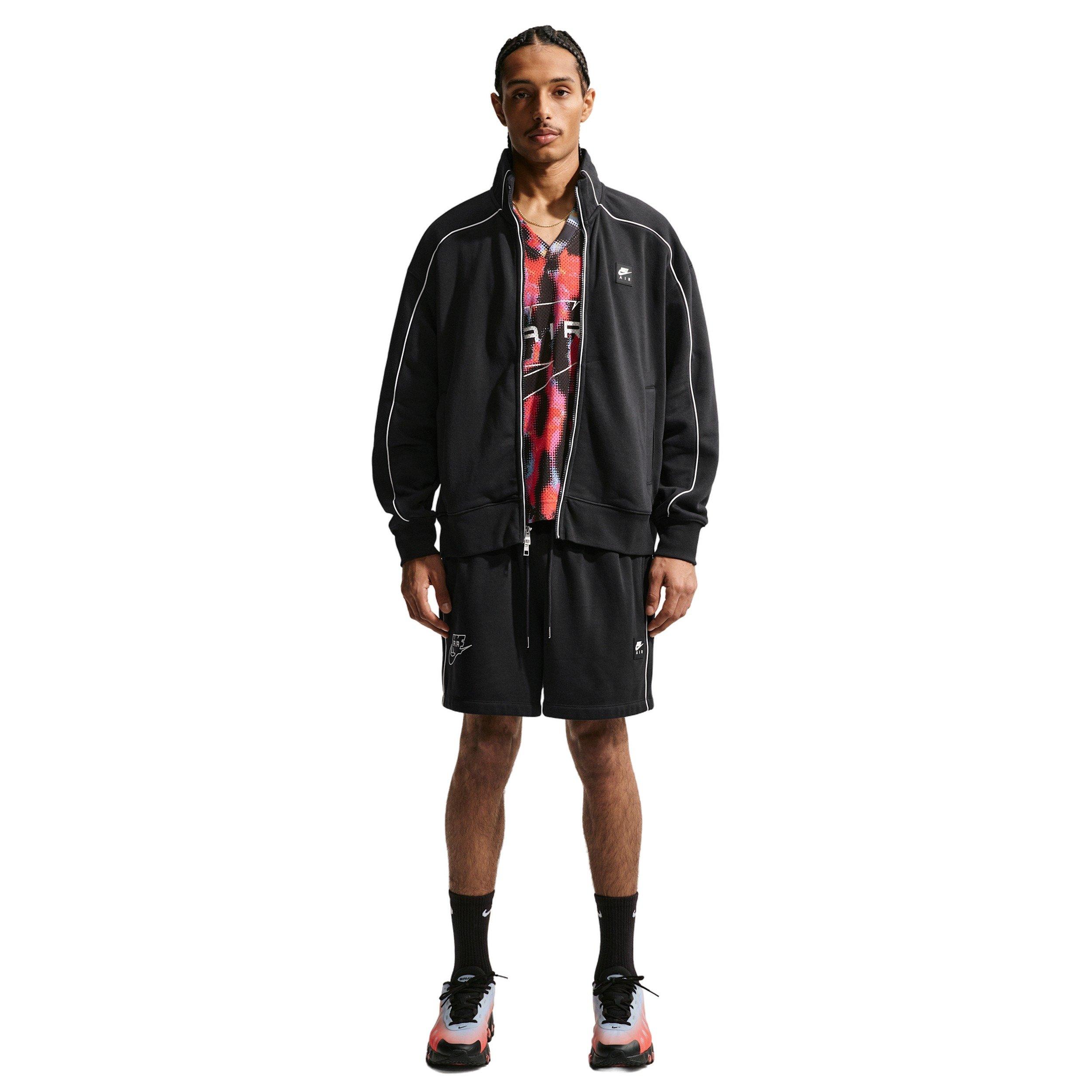 Nike Air Men's Fleece Track Jacket - Black/White - BLACK/WHITE Thumbnail View 4