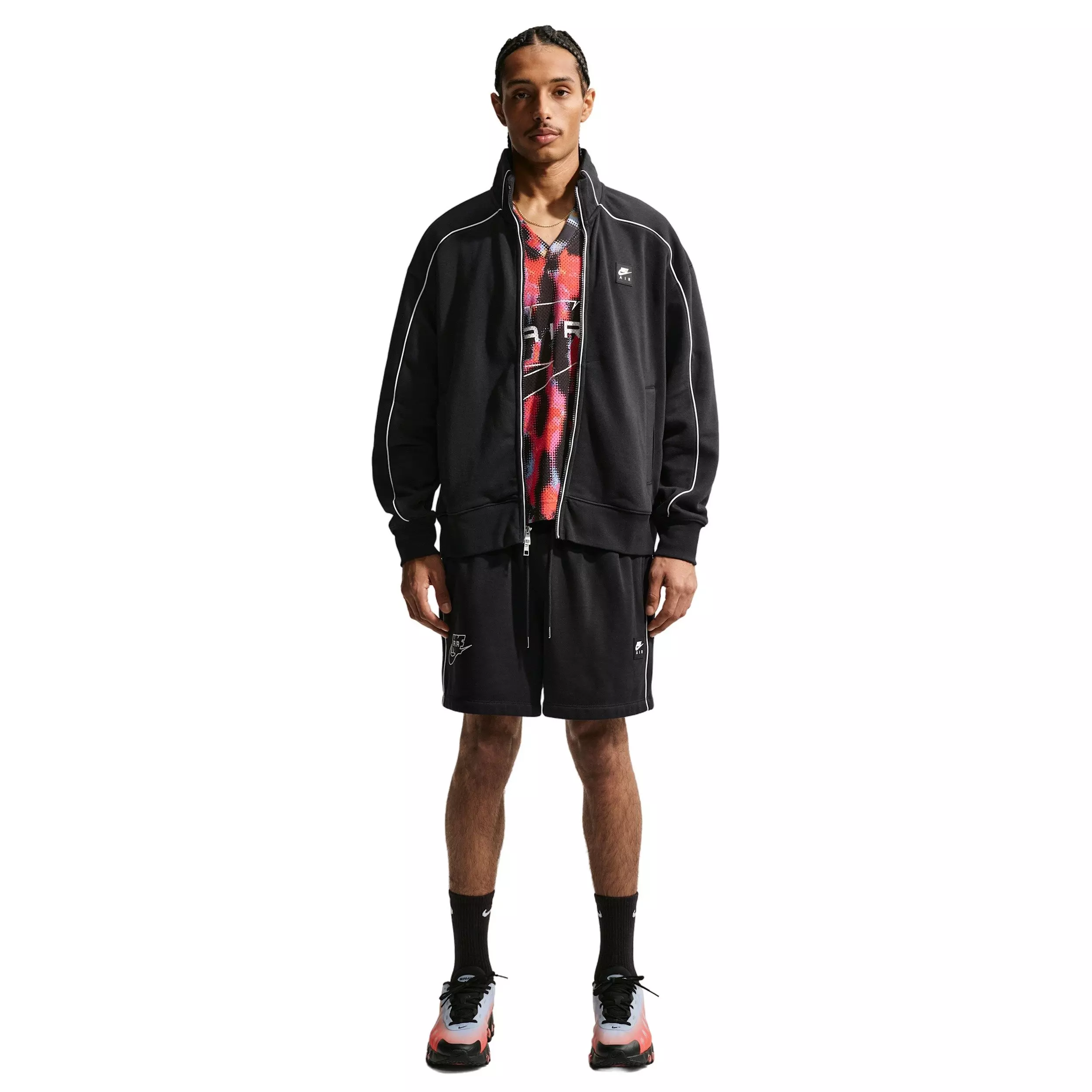 Nike Air Men's Fleece Track Jacket - Black/White - BLACK/WHITE