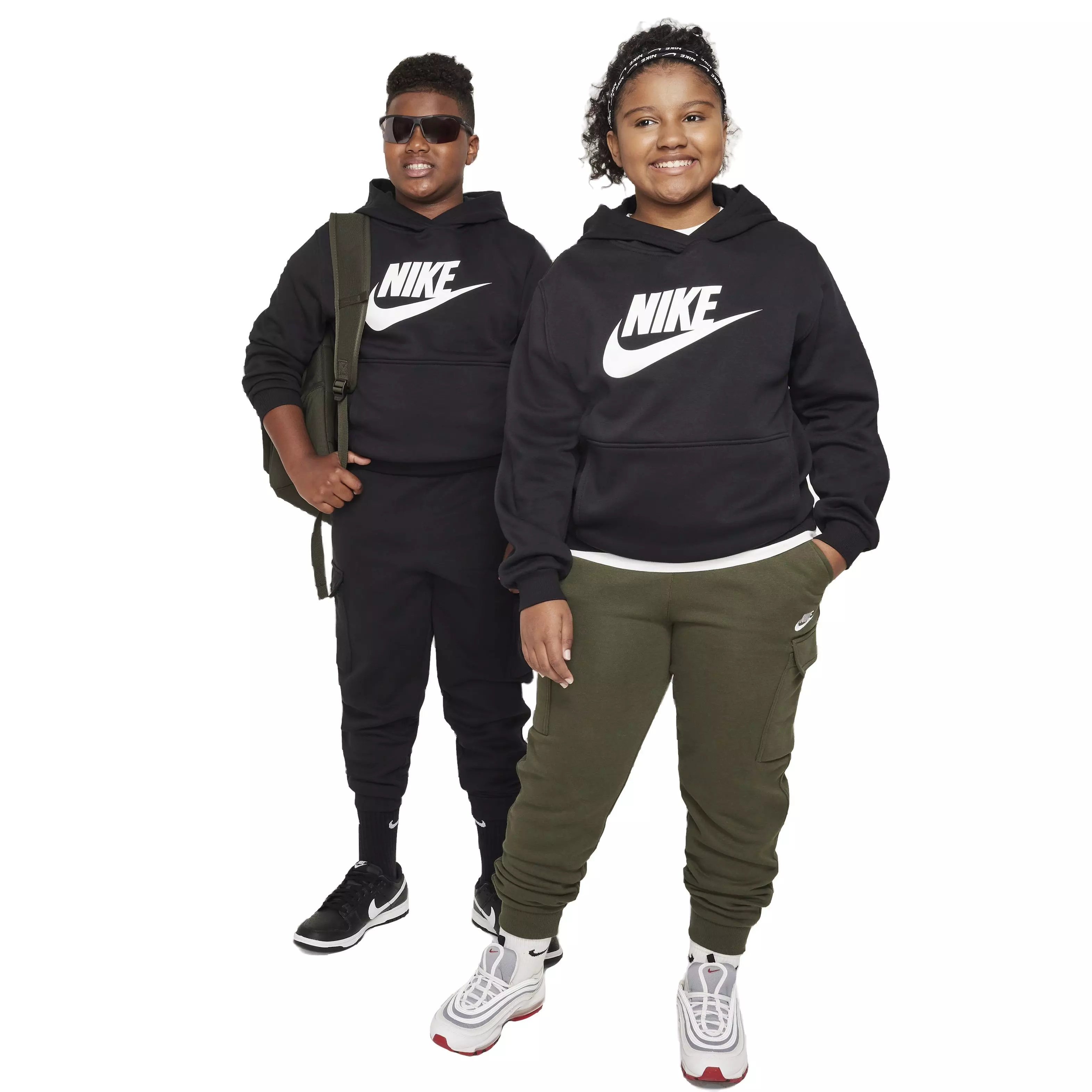 Nike Big Kids' Sportswear HBR Club Fleece Hoodie -Black - BLACK